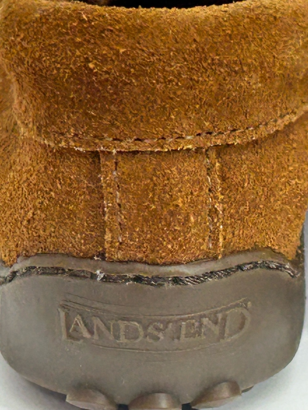 Lands' End Women's Suede Moccasin Slippers in Chestnut Brown Size 7.5 - Picture 4 of 11